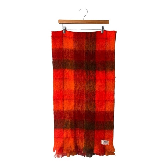 Vintage Woodwards Orange Tartan Plaid with fringe Made in Italy Winter Scarf - Picture 1 of 12